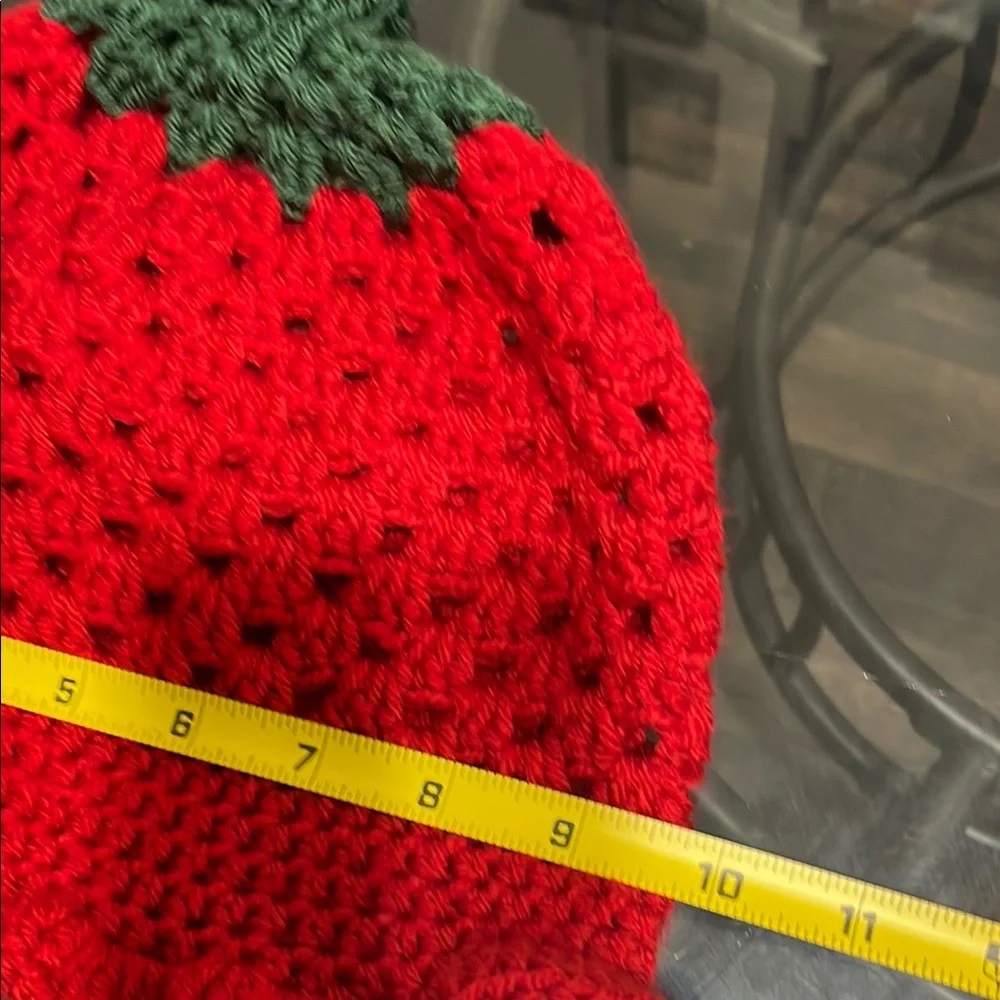 Handmade Red Strawberry Knit Hat for Kids
